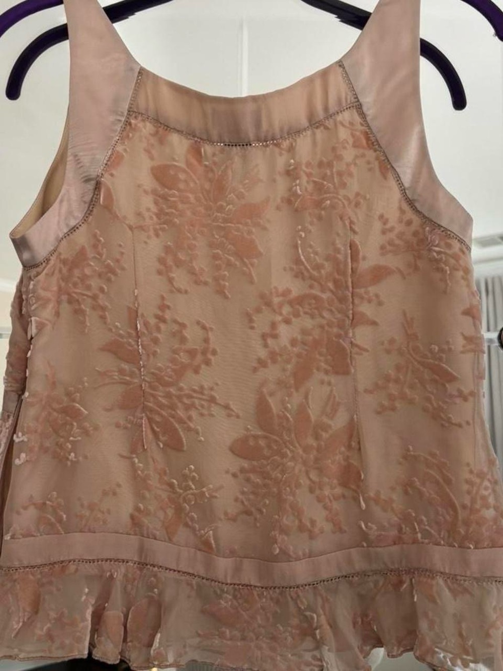 Vintage Anthropologie pink velvet floral tank top - Picture 5 of 6